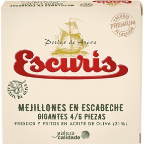 ESCURIS Mejillones en escabeche gigantes 4/6 piezas lata 111 grs